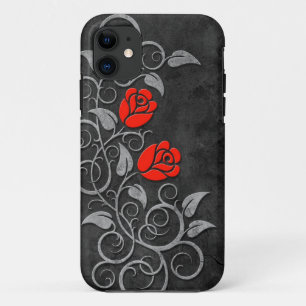 Swirling Dark Stone Red Roses Case-Mate iPhone Case
