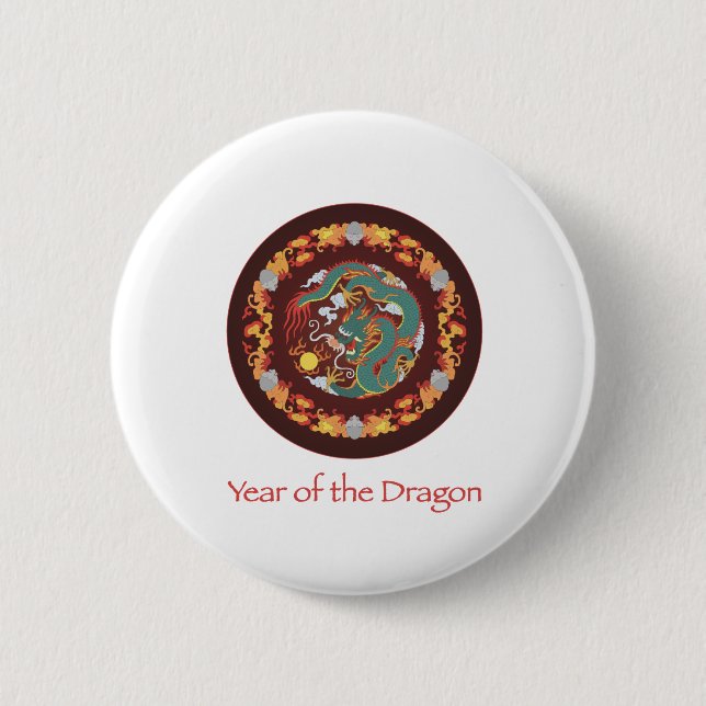 Swirling Dragon 6 Cm Round Badge (Front)