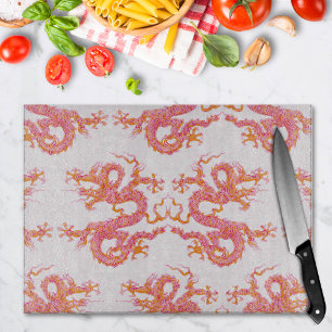 Swirling Dragon in Pink and Orange Cutting Board