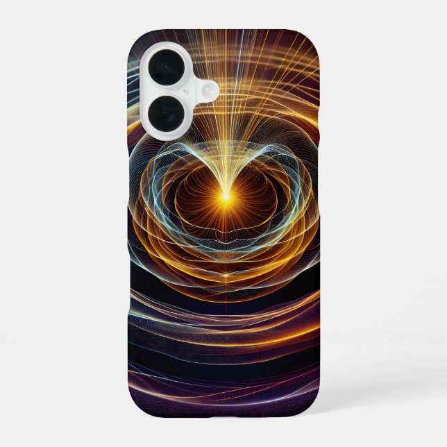 Swirling Energy Light Waves iPhone 16 Case (Back)