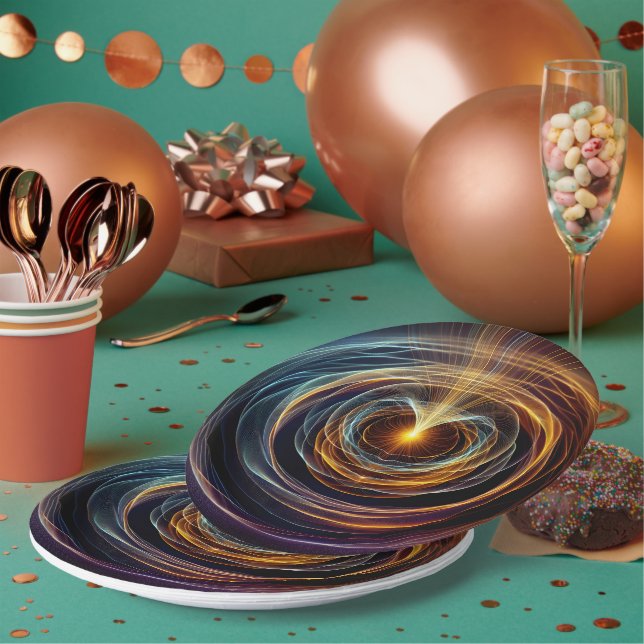 Swirling Energy Light Waves Paper Plate (Multi)