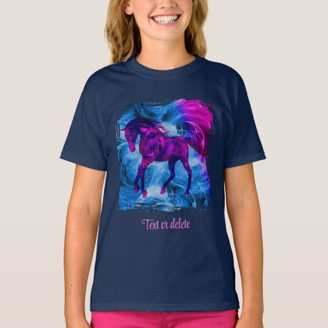Swirling Fractal Fantasy Horse Art Personalized T-Shirt (Front)