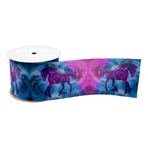 Swirling Fractal Fantasy Horse Art Satin Ribbon