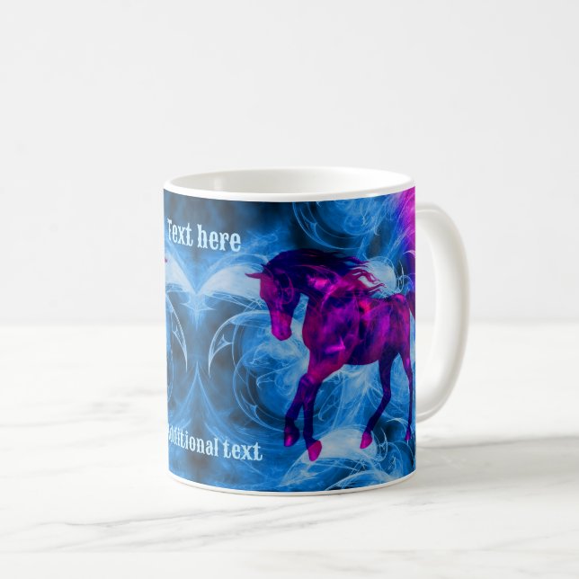 Swirling Fractal Fantasy Horse Personalised Coffee Mug (Front Right)