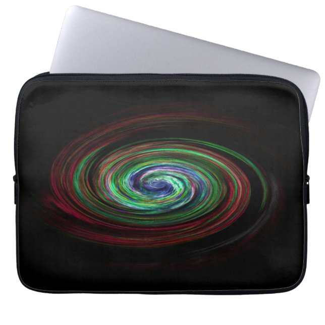 Swirling Galaxy Cool Abstract Black Laptop Sleeve (Front)