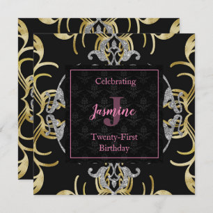 Swirling Gold and Silver Birthday Invitation