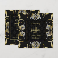 Swirling Gold and Silver Birthday Invitation