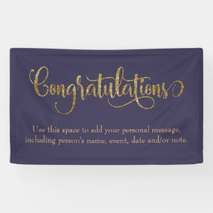 Swirling Gold Glitter Congratulations Dusty Purple Banner