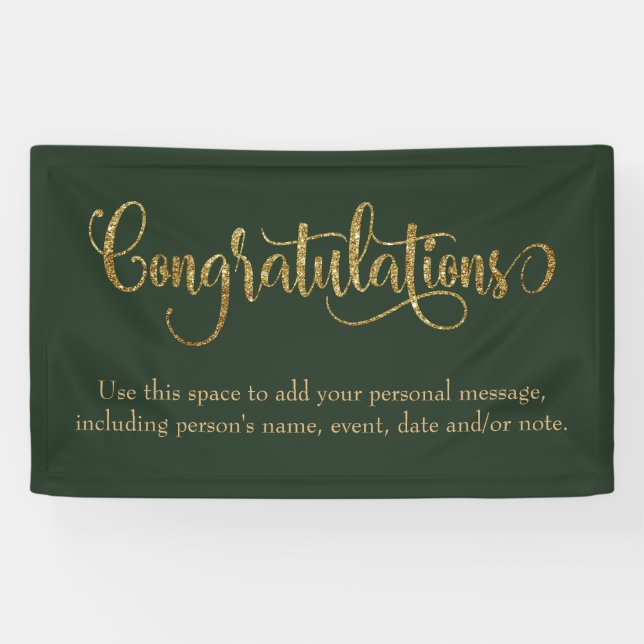 Swirling Gold Glitter Congratulations Evergreen Banner (Horizontal)