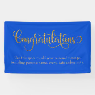 Swirling Gold Glitter Congratulations Royal Blue Banner