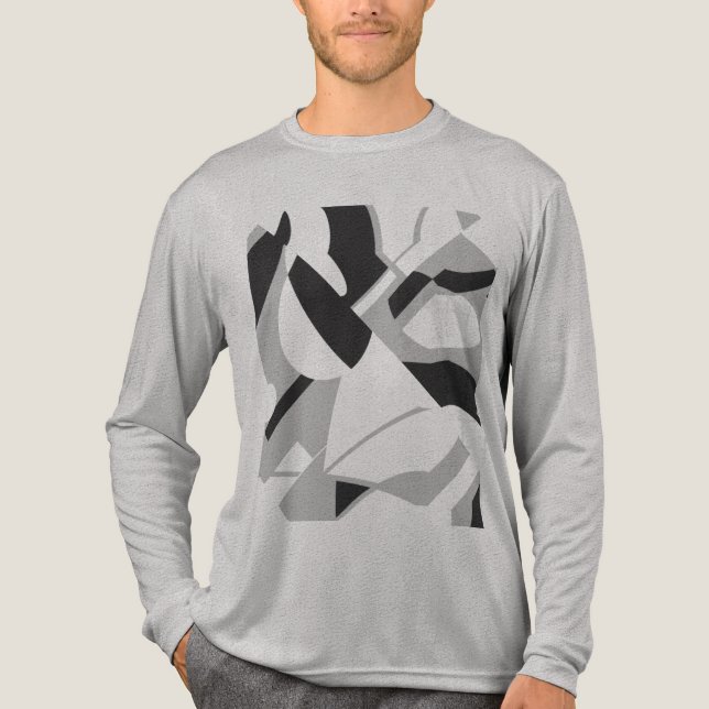 Swirling Grey Black Bold Diagonal Art Design Tri-Blend Shirt (Front)