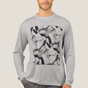 Swirling Grey Black Diagonal Abstract Art Print Tri-Blend Shirt