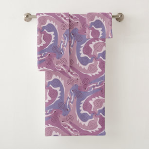 Swirling Hares 5 Purple Bathroom Towel Set