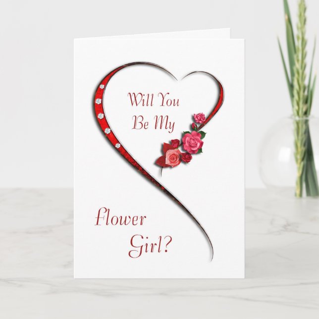 Swirling heart Flower Girl invitation (Front)