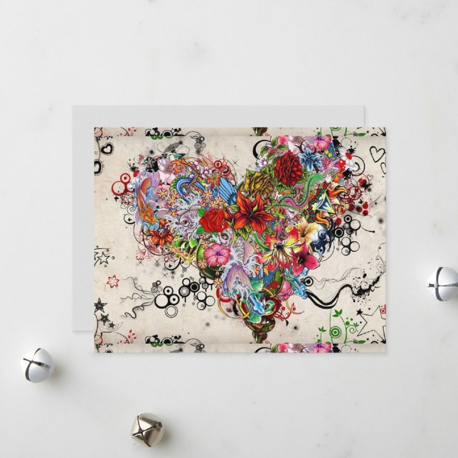 Swirling Heart Pattern  Holiday Card (Intricate pattern and whimsical doodles!)