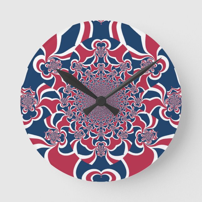 Swirling Kaleidoscope Art Print Round Clock (Front)