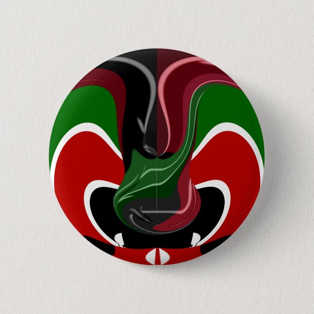 Swirling Kenyan Flag: A Modern Motif Art 6 Cm Round Badge (Front)