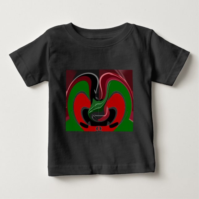 Swirling Kenyan Flag: A Modern Motif Art Baby T-Shirt (Front)