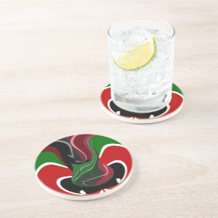 Swirling Kenyan Flag: A Modern Motif Art Coaster