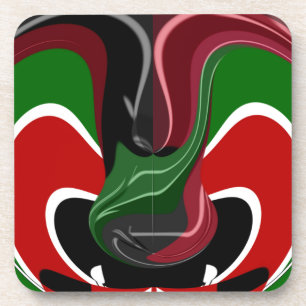 Swirling Kenyan Flag: A Modern Motif Art Coaster