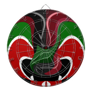Swirling Kenyan Flag: A Modern Motif Art Dartboard