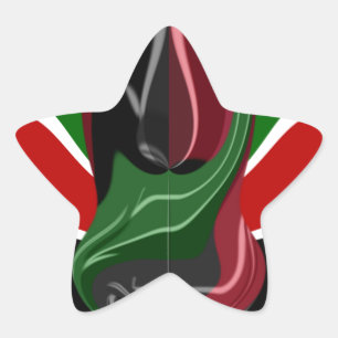 Swirling Kenyan Flag: A Modern Motif Art Star Sticker