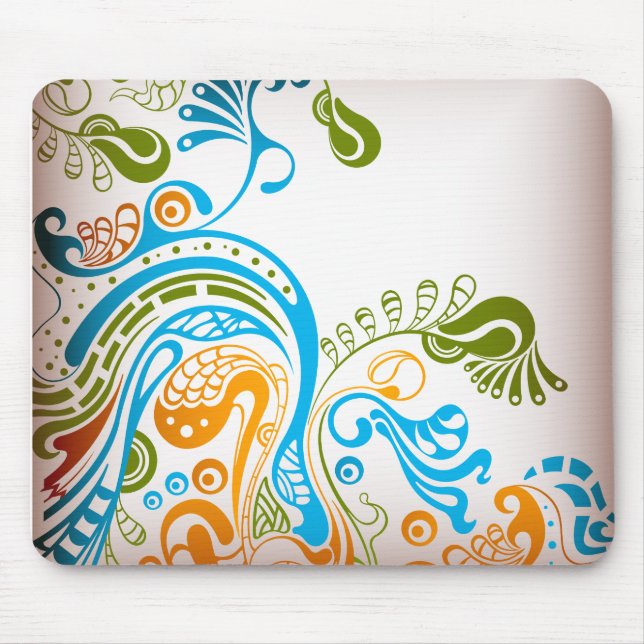 Swirling Leaves and Birds Mouse Pad (Front)