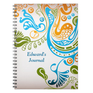 Swirling Leaves and Birds Spiral Notebook