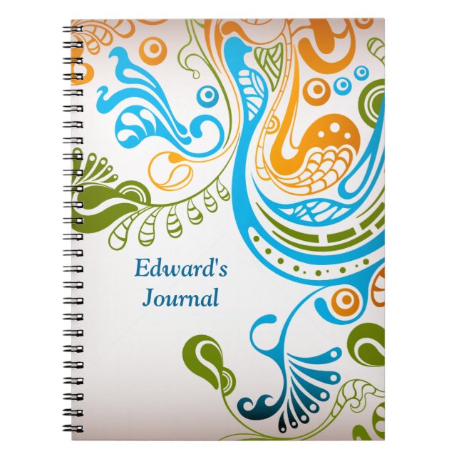 Swirling Leaves and Birds Spiral Notebook (Front)