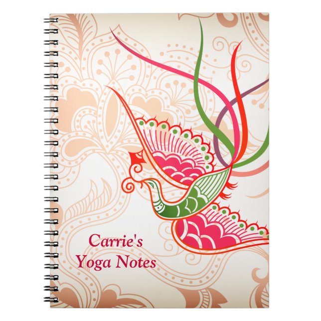 Swirling Leaves and Birds Spiral Notebook (Front)