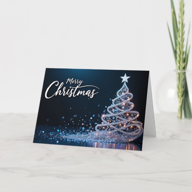 Swirling Lights – Merry Christmas Elegance Thank You Card (Front)