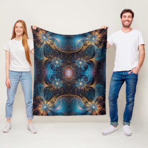 Swirling mandelbrot motifs fleece blanket