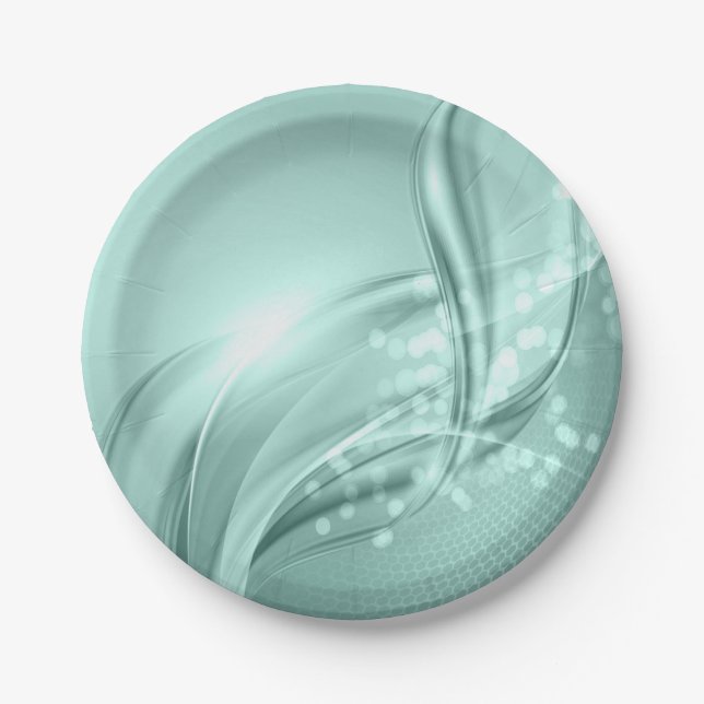 Swirling Mint Green Pattern Paper Plate (Front)