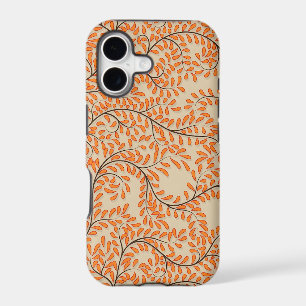 Swirling Orange Leaves on Beige Background
