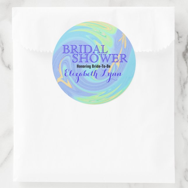 Swirling Pastels On Bridal Shower Classic Round Sticker (Bag)