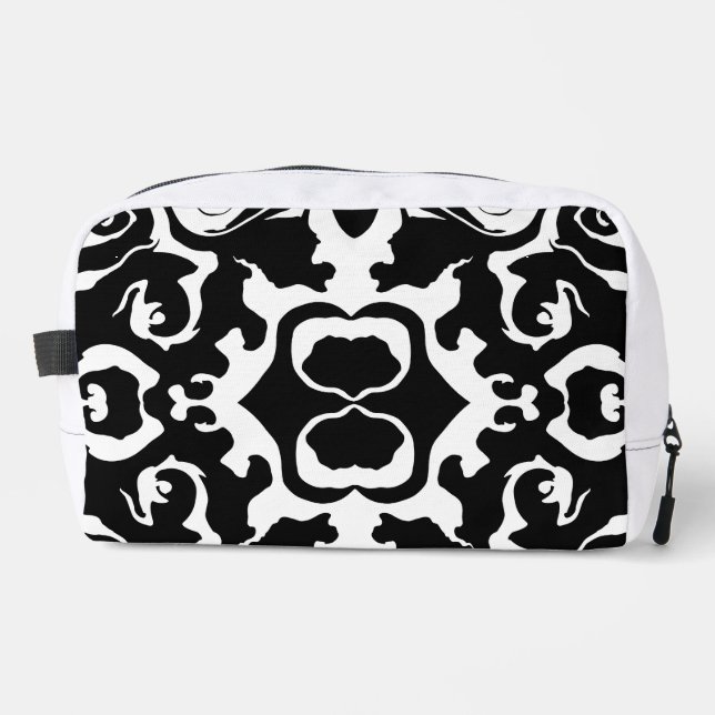 Swirling Pattern in Black and White Dopp Kit (Front)