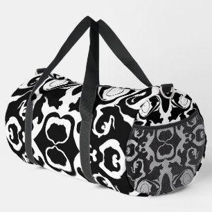 Swirling Pattern in Black and White Duffle Bag