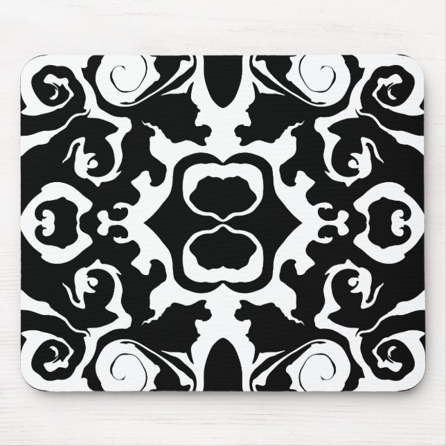 Swirling Pattern in Black and White Mouse Pad (Front)