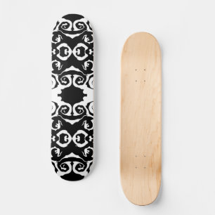 Swirling Pattern in Black and White Skateboard