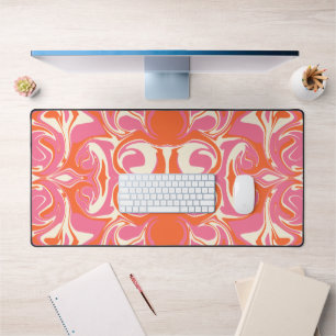 Swirling Pattern in Pink, Orange and Cream Desk Mat