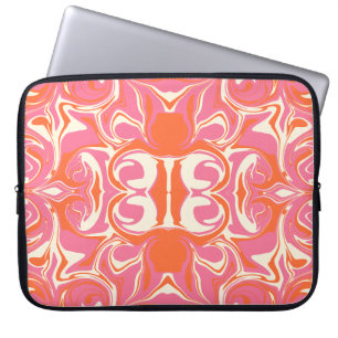 Swirling Pattern in Pink, Orange and Cream Laptop Sleeve