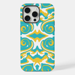 Swirling Pattern in Turquoise and Yellow iPhone 15 Pro Max Case