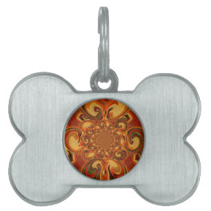 Swirling Pattern: Shades of Orange, Brown & Green Pet ID Tag