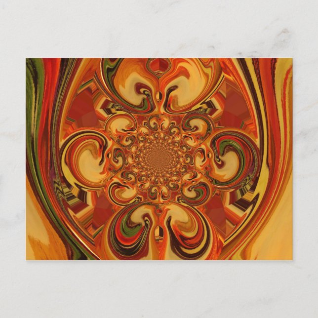 Swirling Pattern: Shades of Orange, Brown & Green Postcard (Front)