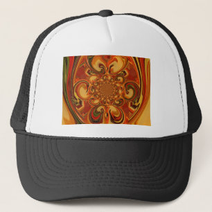 Swirling Pattern  Shades of Orange, Brown, & Green Trucker Hat