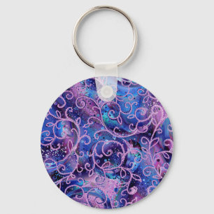 Swirling Patterns of Glass Beaded Embellishments Key Ring