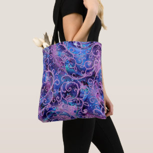 Swirling Patterns of Glass Beaded Embellishments Tote Bag