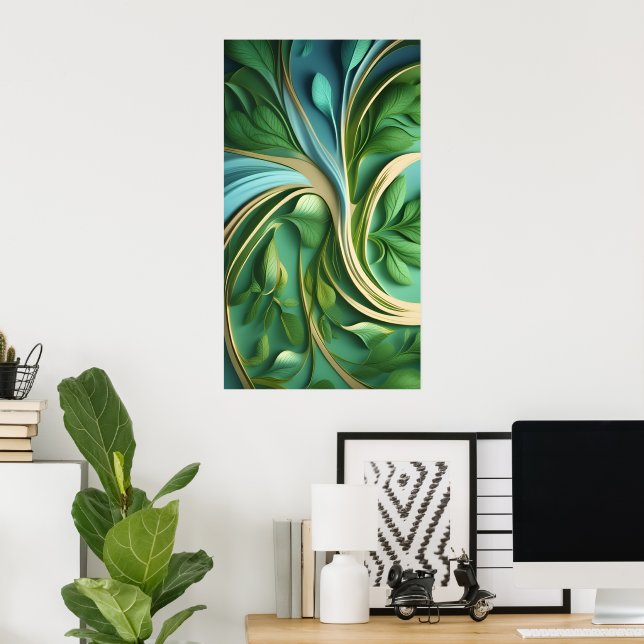 Swirling Patterns of Vibrant Green Leaves  Poster (Home Office)