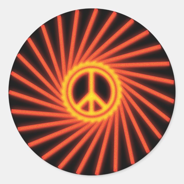 SWIRLING PEACE SIGN CLASSIC ROUND STICKER (Front)