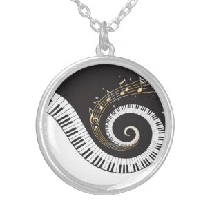 Swirling Piano Keys Silver Plated Necklace
